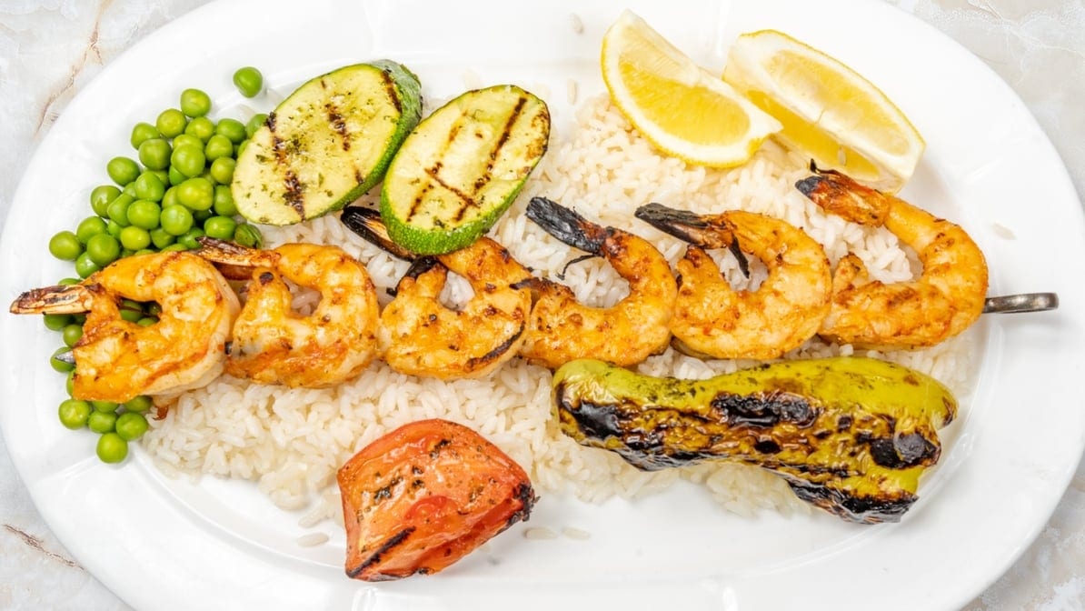 Jumbo Shrimp Kebab.
