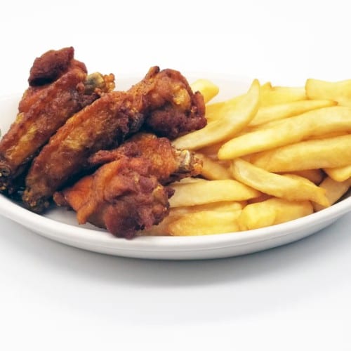 Wings with French Fries.