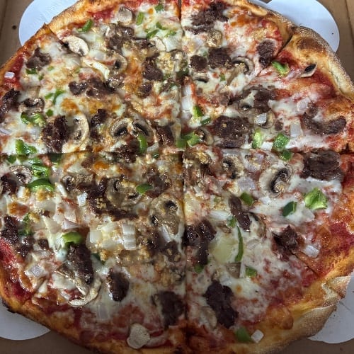 18' XL Grilled Steak Pizza.