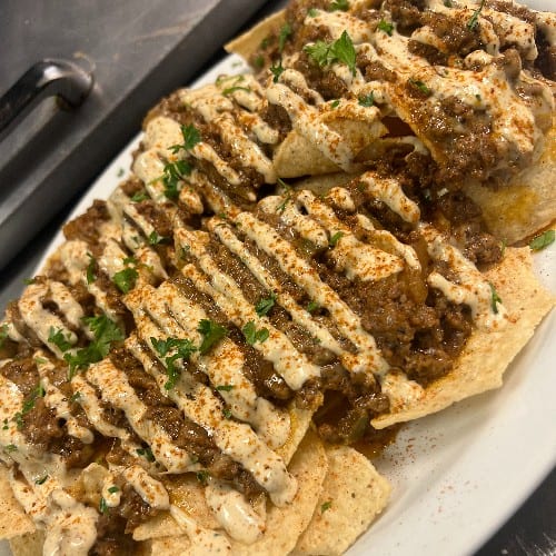 Vegan Beef Nachos.