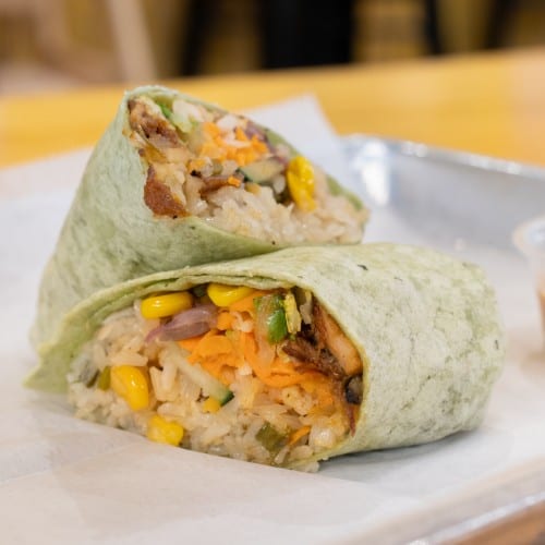 Honey Braised Pork Viet-Wrap (L).