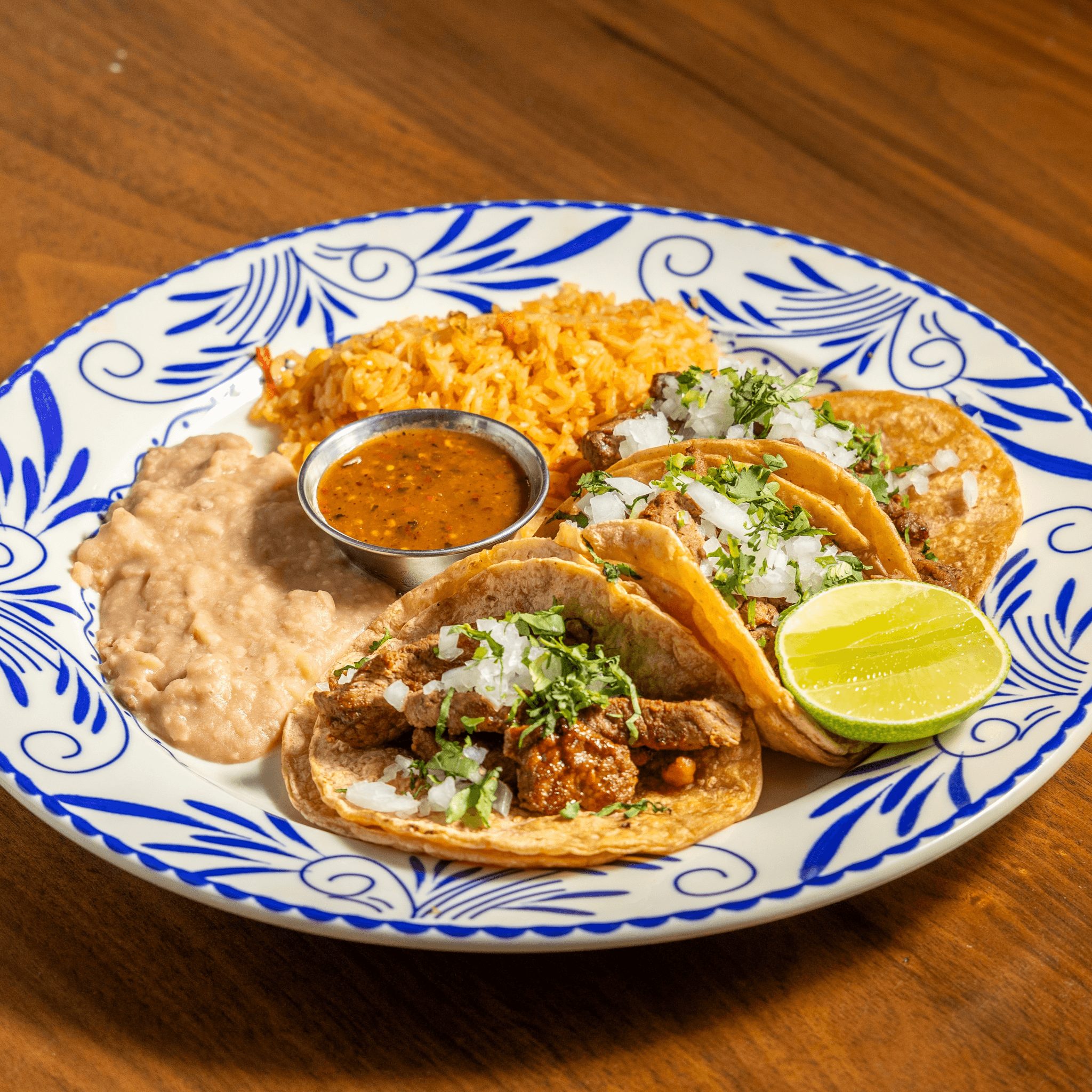 Carne Asada Taco Platter.