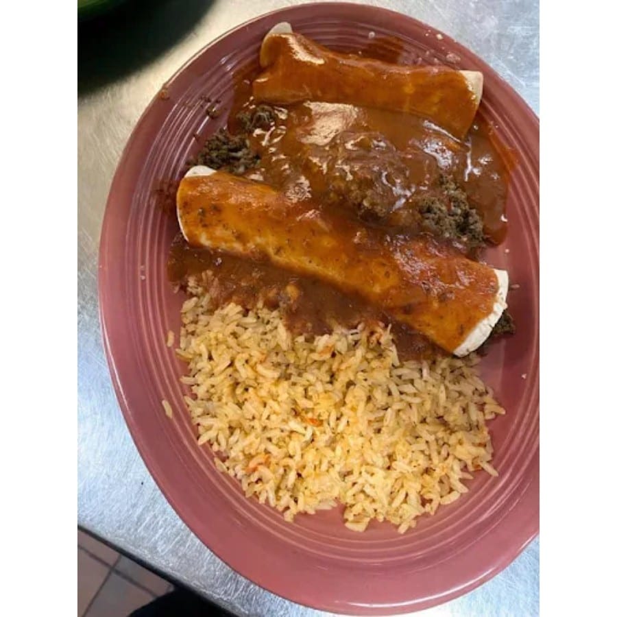 28. One Beef Burrito, One Beef Enchilada, One Tamal & Rice.