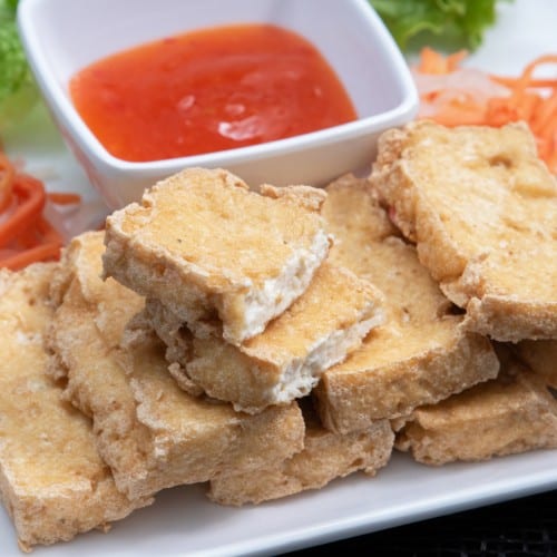 Crispy Golden Fried Tofu (Vegan).