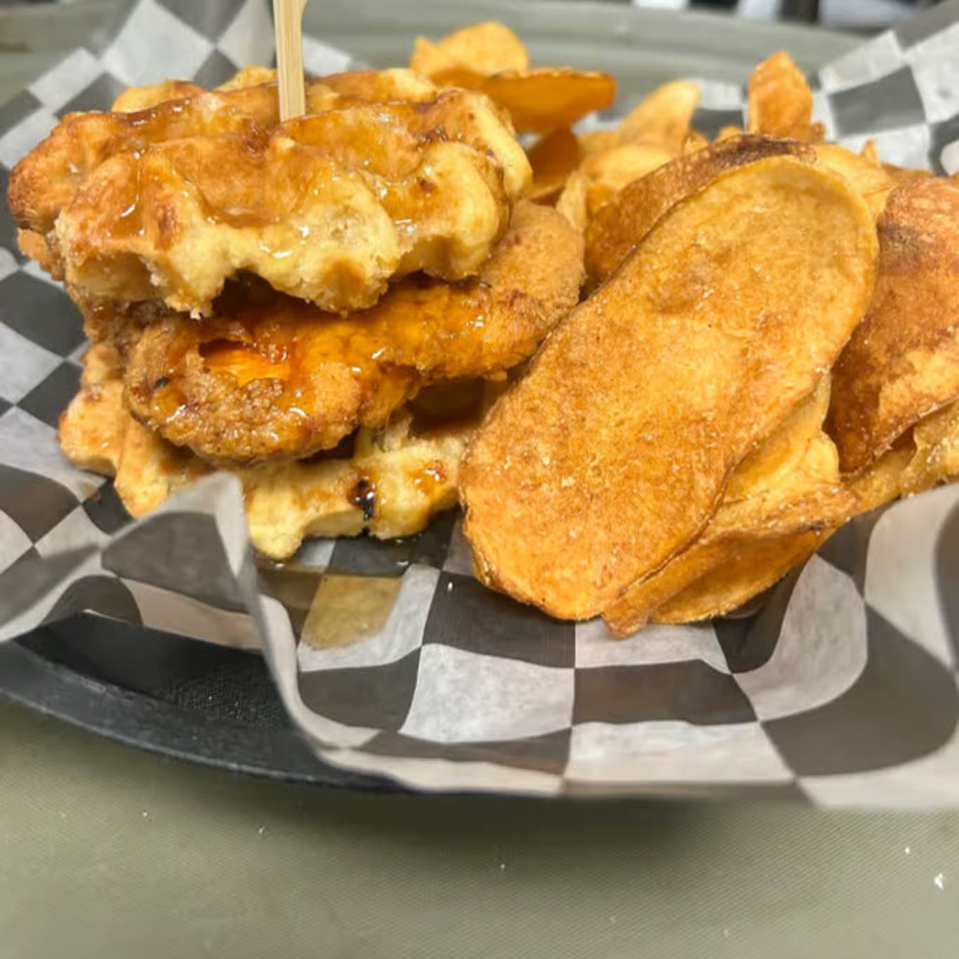 Chicken & Waffle Sandwich.