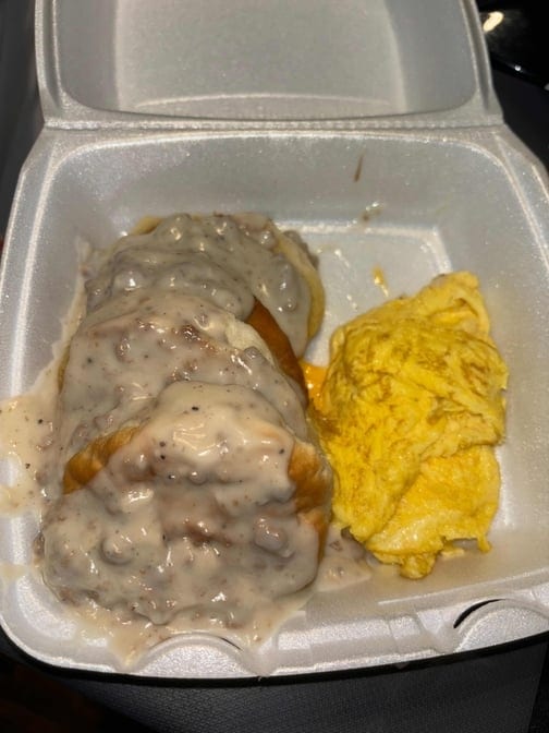 2 Eggs With Biscuits And Gravy.