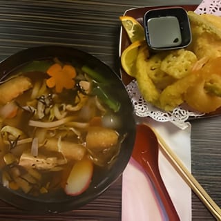 Udon with Shrimp Tempura