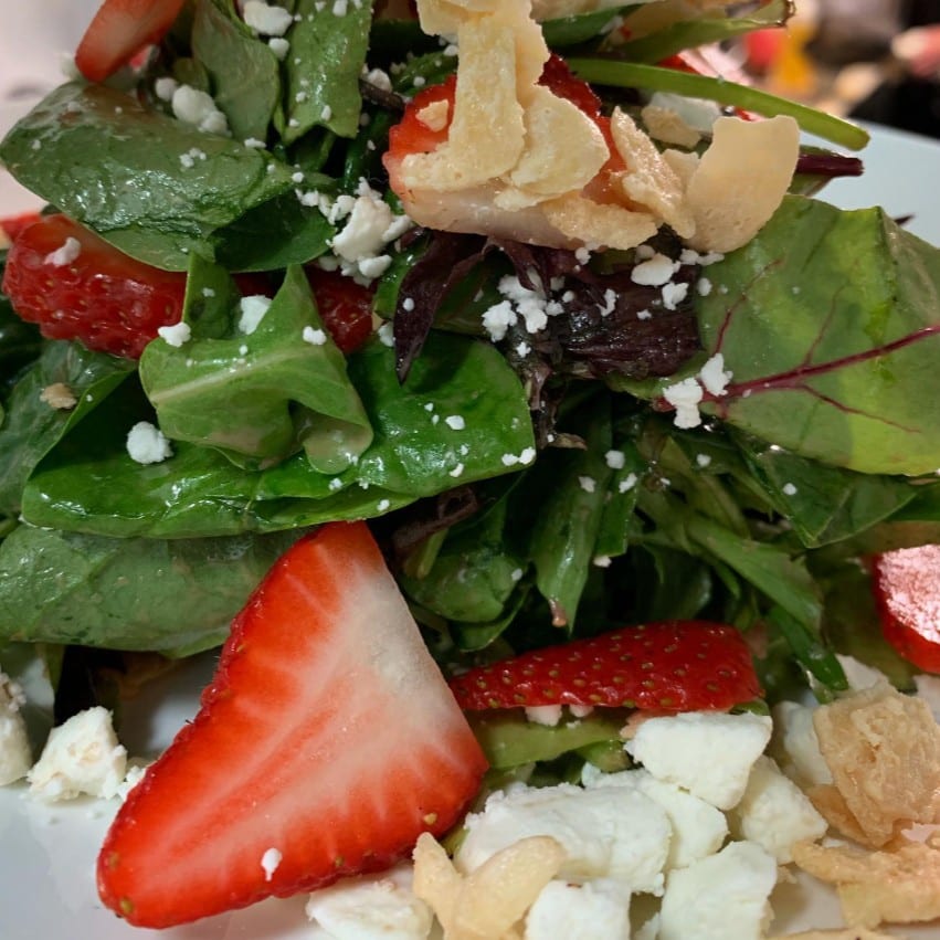 Candied Almond, Strawberry & Goat Cheese Salad.