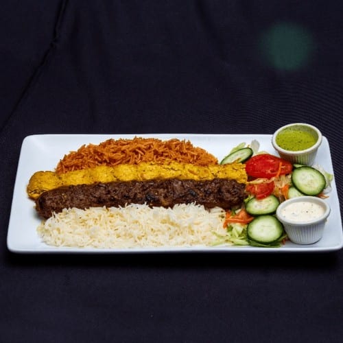 Kobeeda Chicken & Kobeeda Beef Combo Platter.