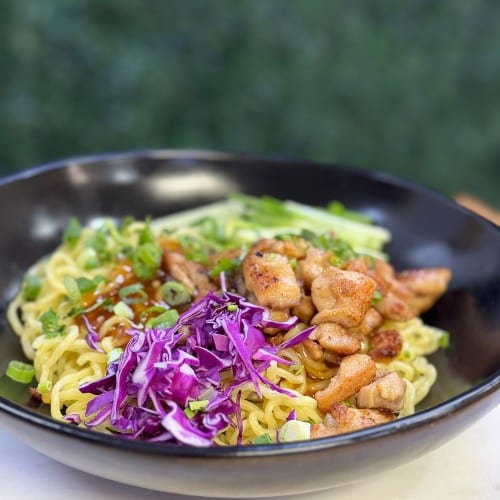 Hawaiian Style Sweet & Savory Lo Mein with Chicken.