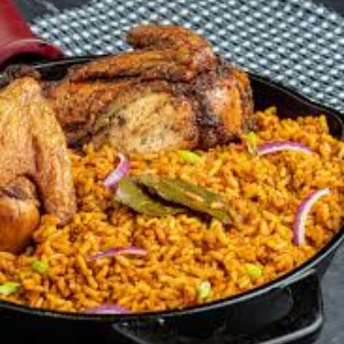 Nigerian Jollof Rice W/ Chicken.