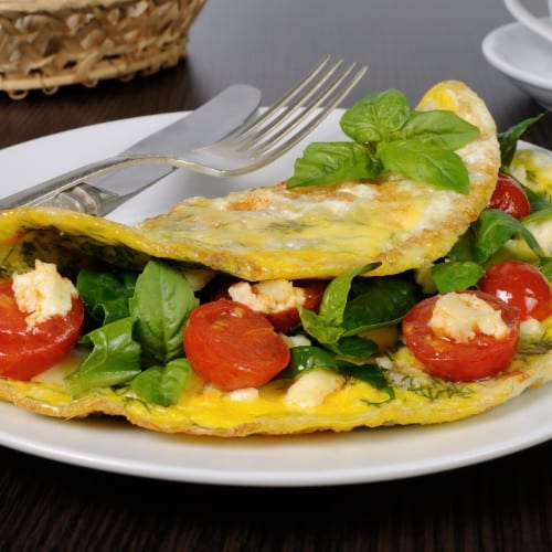 13. Spinach & Cheese Omelet Breakfast.
