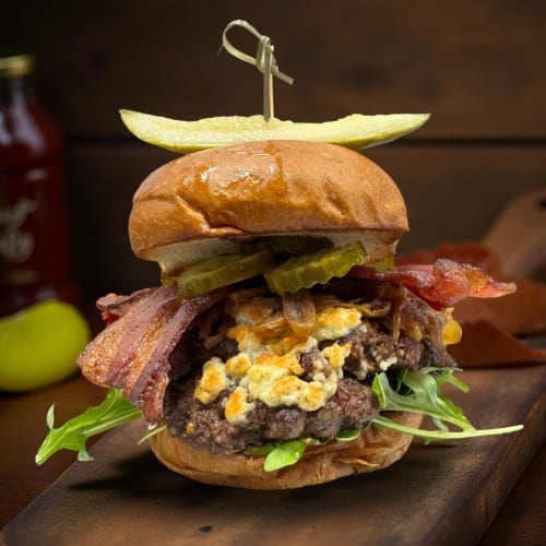 Double Bacon Blue Burger.