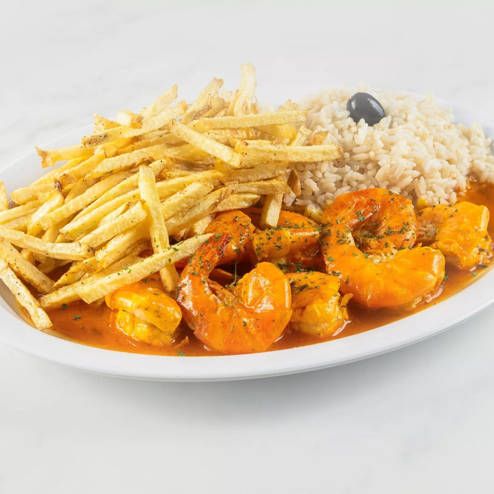 Jumbo shrimp Mozambique plate.