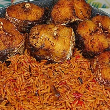Nigerian Jollof Rice W/ Fish.