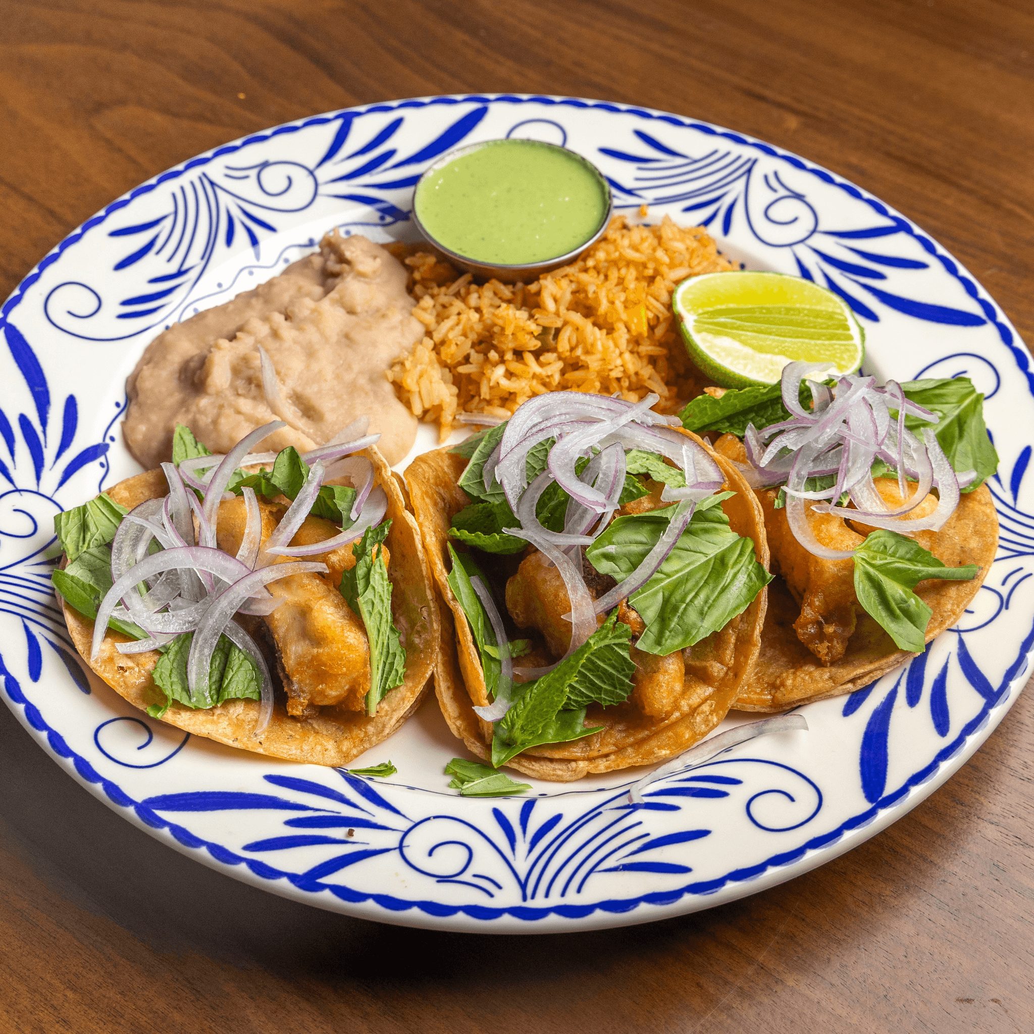 Branzino Fish Taco Platter.