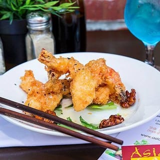 Lemon Cream Shrimp with Honey Walnut