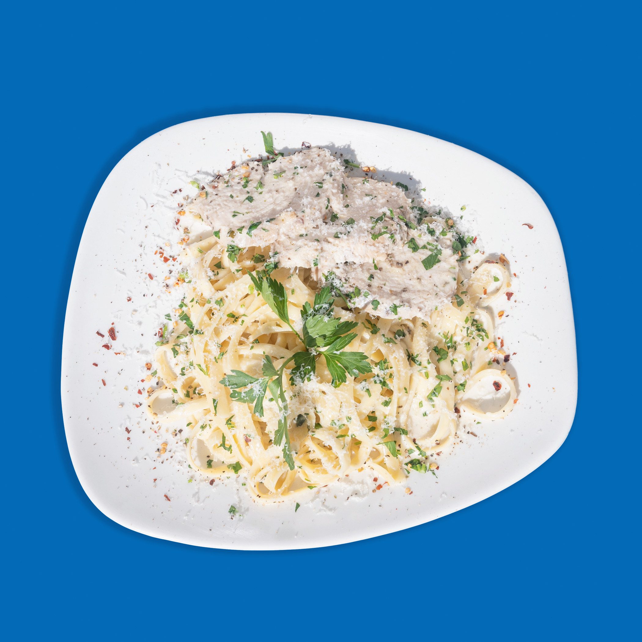 Fettuccine Chicken Alfredo.