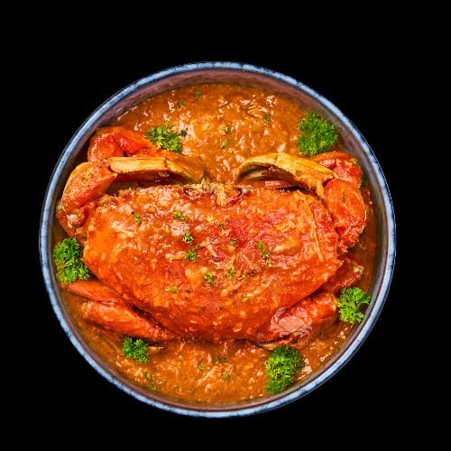 Dungeness Crab with Singapore Chili Sauce.