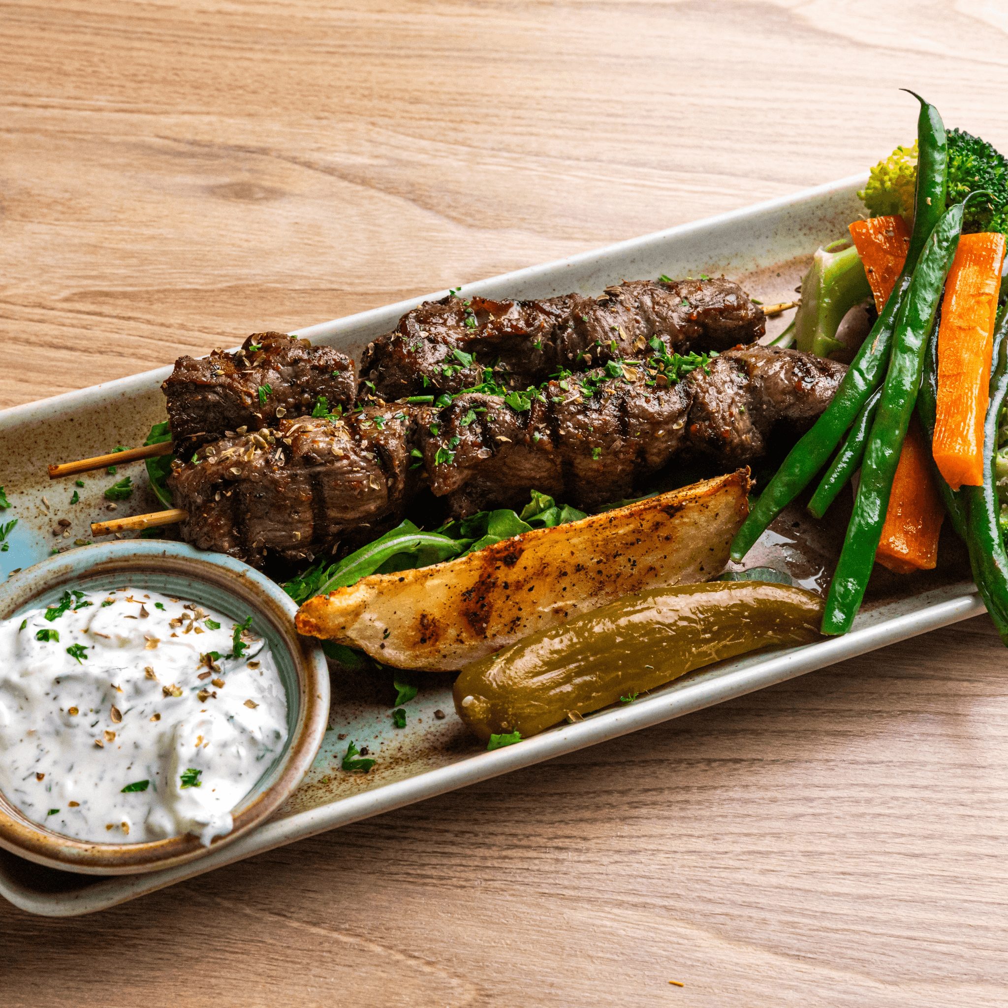 Steak Souvlaki.