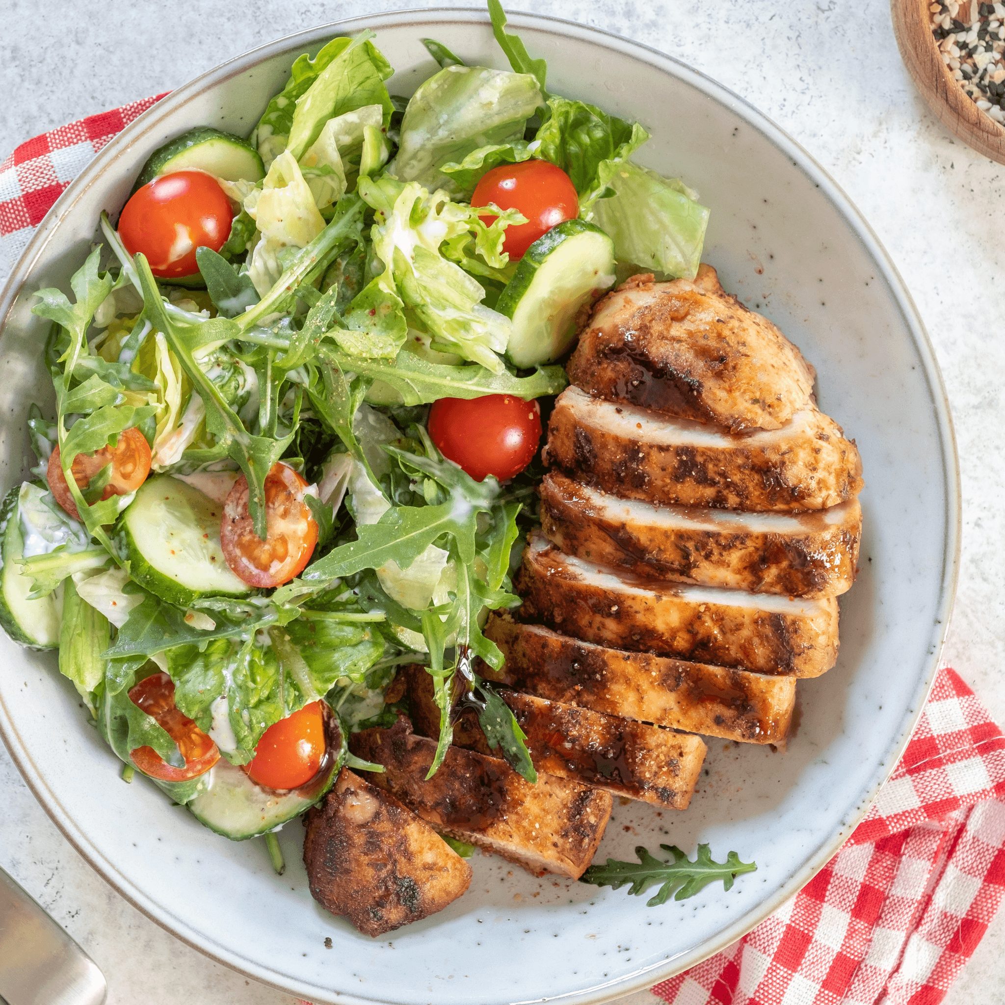 Buffalo Grilled Chicken Salad.