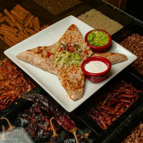 Spinach and Mushroom Quesadilla.