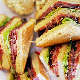 Club Sandwich with Potato Salad Lunch