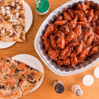 Mega Party - 5 Large Cheese Pizzas, 100 wings, two 2 Liters of Soda and 2 Orders of Garlic Knots.