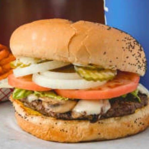 Mushroom Swiss Burger.