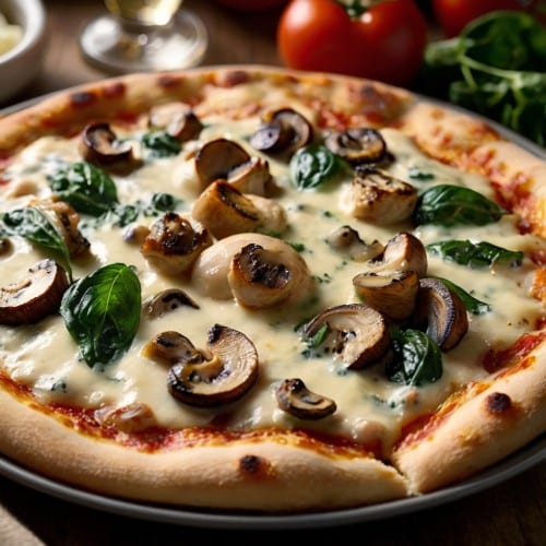 Chicken Alfredo Pizza.