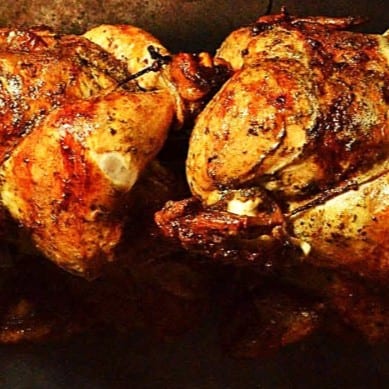 OIPTION 1-Two Whole Chickens 4 holiday sides, our original sauces, and 1 Apple Pie.