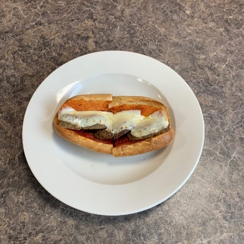 Small Homemade Meatball Parm Style Sub.