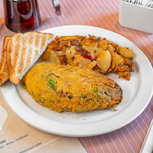 Cruz Omelette, chorizo & pepper jack cheese.