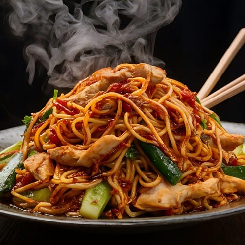 Sizzling Chow Mein Chicken.