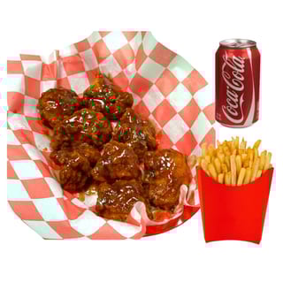 6 Pc Boneless Wings Combo: Fries + drink