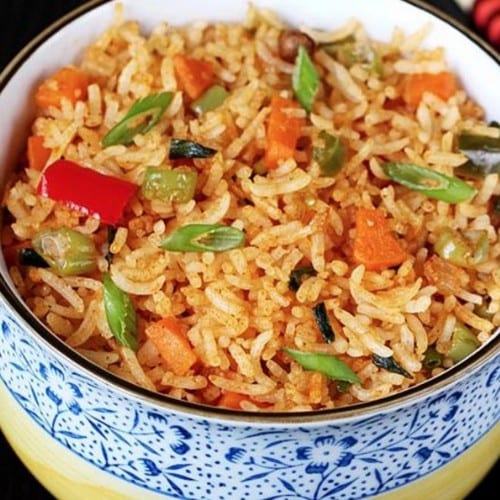 Schezwan Vegetable Fried Rice.