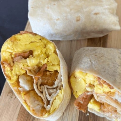 Reindeer Sausage Breakfast Burritos.