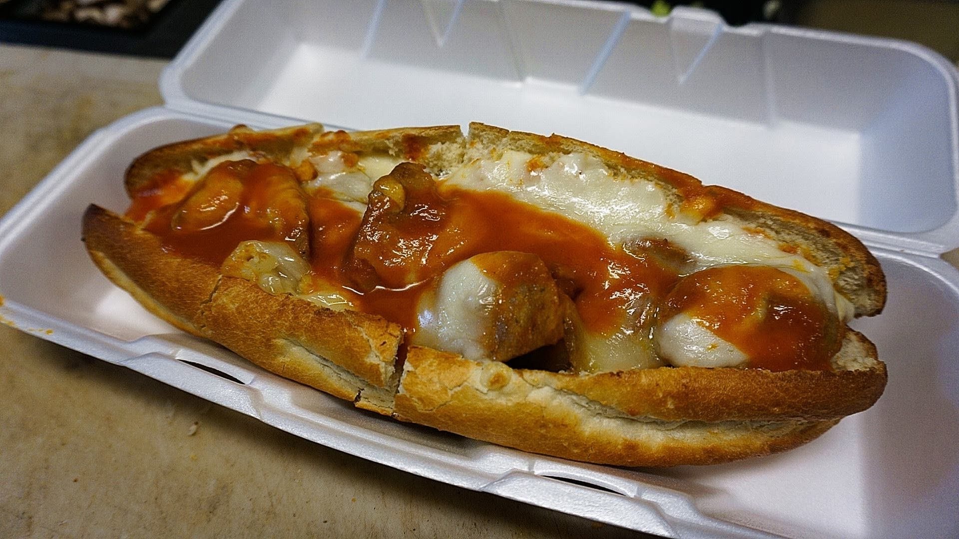 Meatball Parmigiana Sandwich.