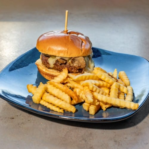 Mushroom Swiss Burger.