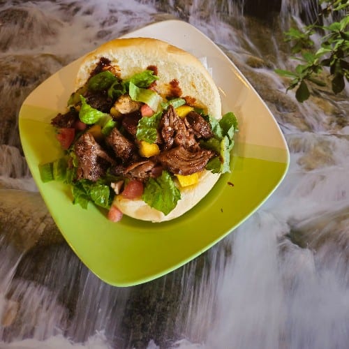 Jerk Beef Sandwich.