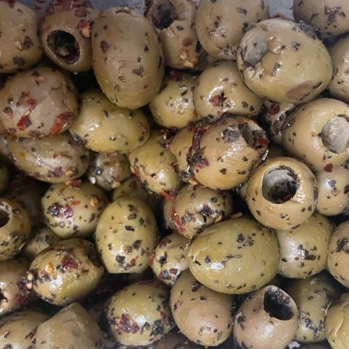 Hot Italian Olives by the Pound.