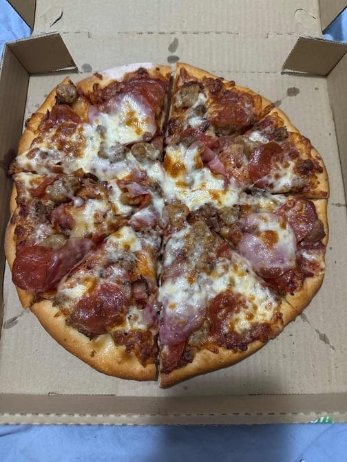 14" Meat Lovers Pizza.
