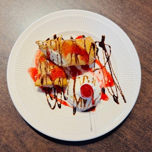 Fried cheesecake burrito.