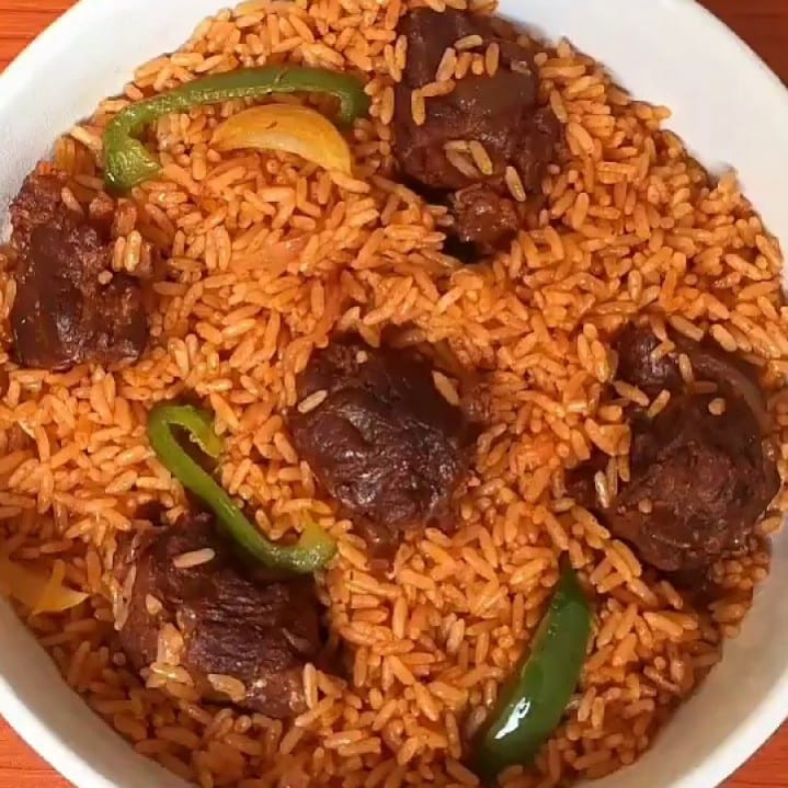 Nigerian Jollof Rice W/ Beef.