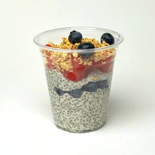 Chia Seed Parfait w/Strawberry & Blueberry.