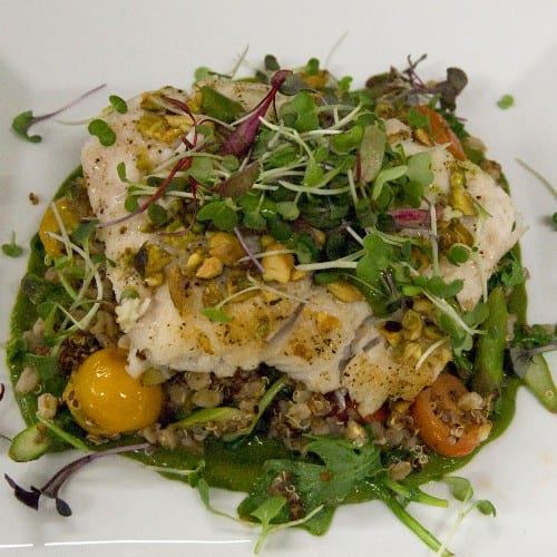 Ippoglosse in crosta di pistacchio.