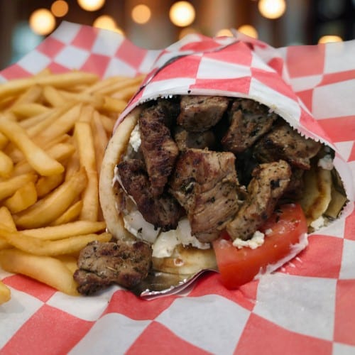 Greek Pita Wrap With Pork.