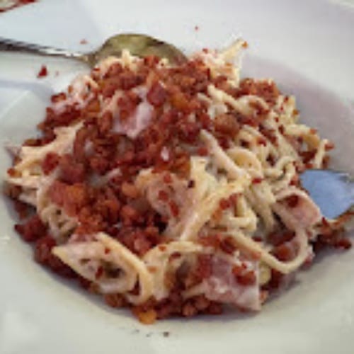 Fettuccine Alfredo with Bacon.