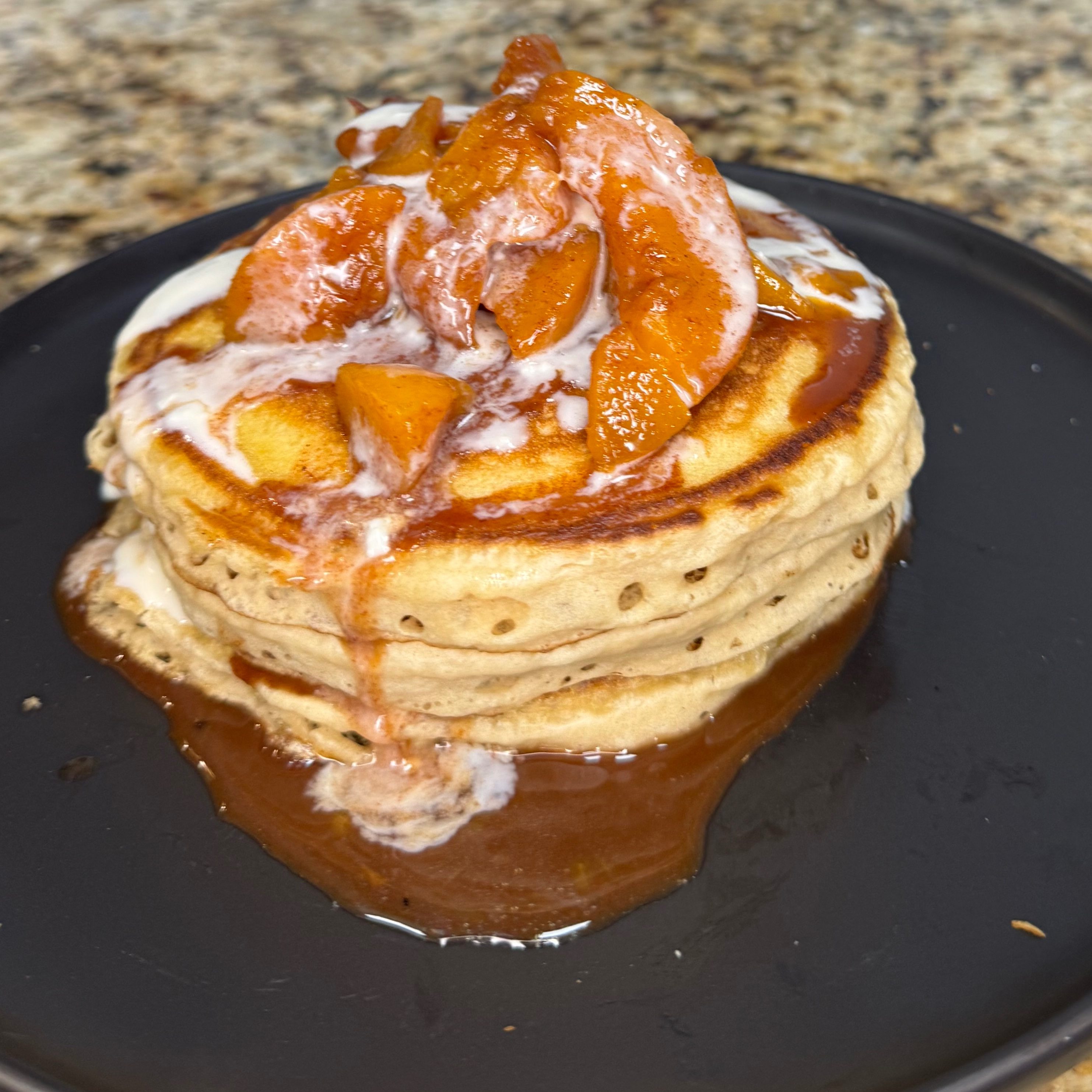 PEACHES AND CREAM PANCAKES.