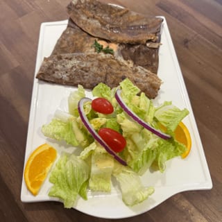 Smoked Salmon, Dill Cream Cheese & Onion Confit Crepe